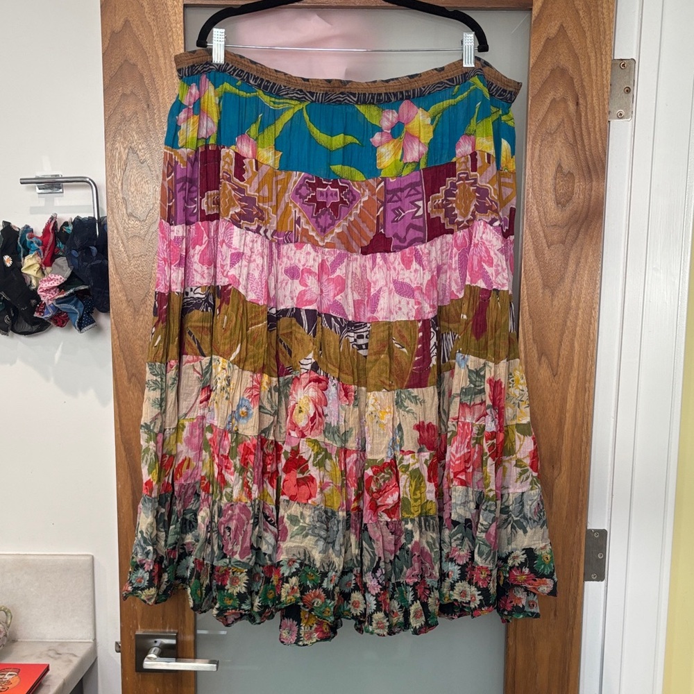 Vintage Bila Multicolor Patchwork A-Line Skirt